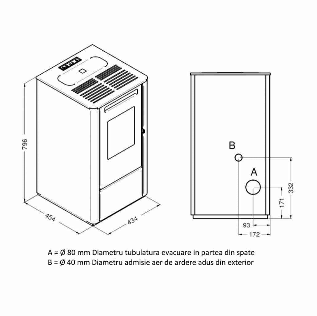 SOBA PE PELETI 2.5-9.5 KW - THELMA CARBON