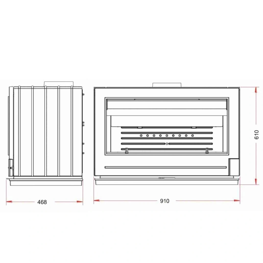 Soba fonta Preston 12-18kW, 179 kg, latime 91 cm