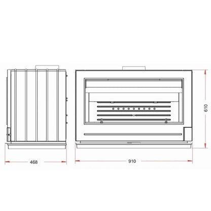Soba fonta Preston 12-18kW, 179 kg, latime 91 cm