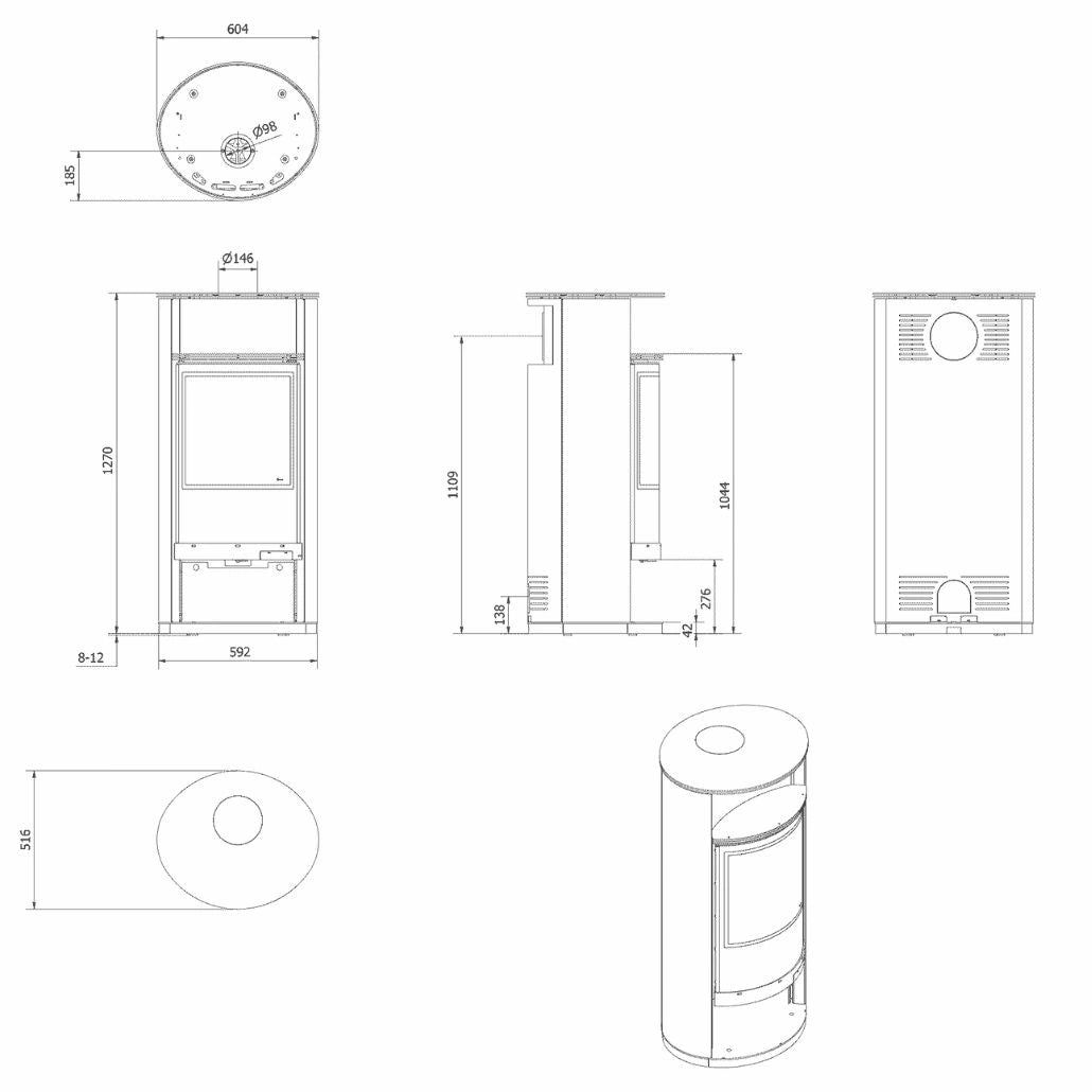 Soba otel Runa - 8kW samota neagra