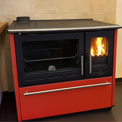 Soba de gatit P85 Rosu cu plita si cuptor - 8kW - racord stanga