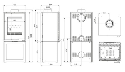 Soba pe lemne KAWMET HARITA S15v S-BOX DÉCOR 5.7 kW