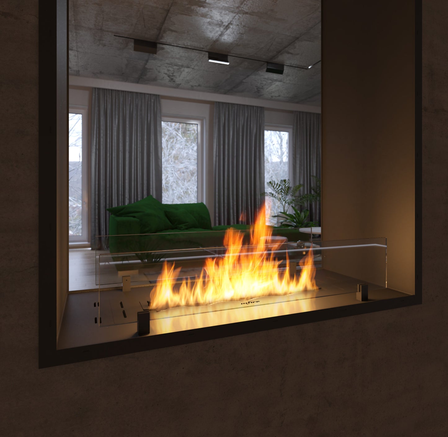 Șemineu cu bioetanol Infire 2 Side 1600 SLIM VERTICAL Rezervor 1,2 l