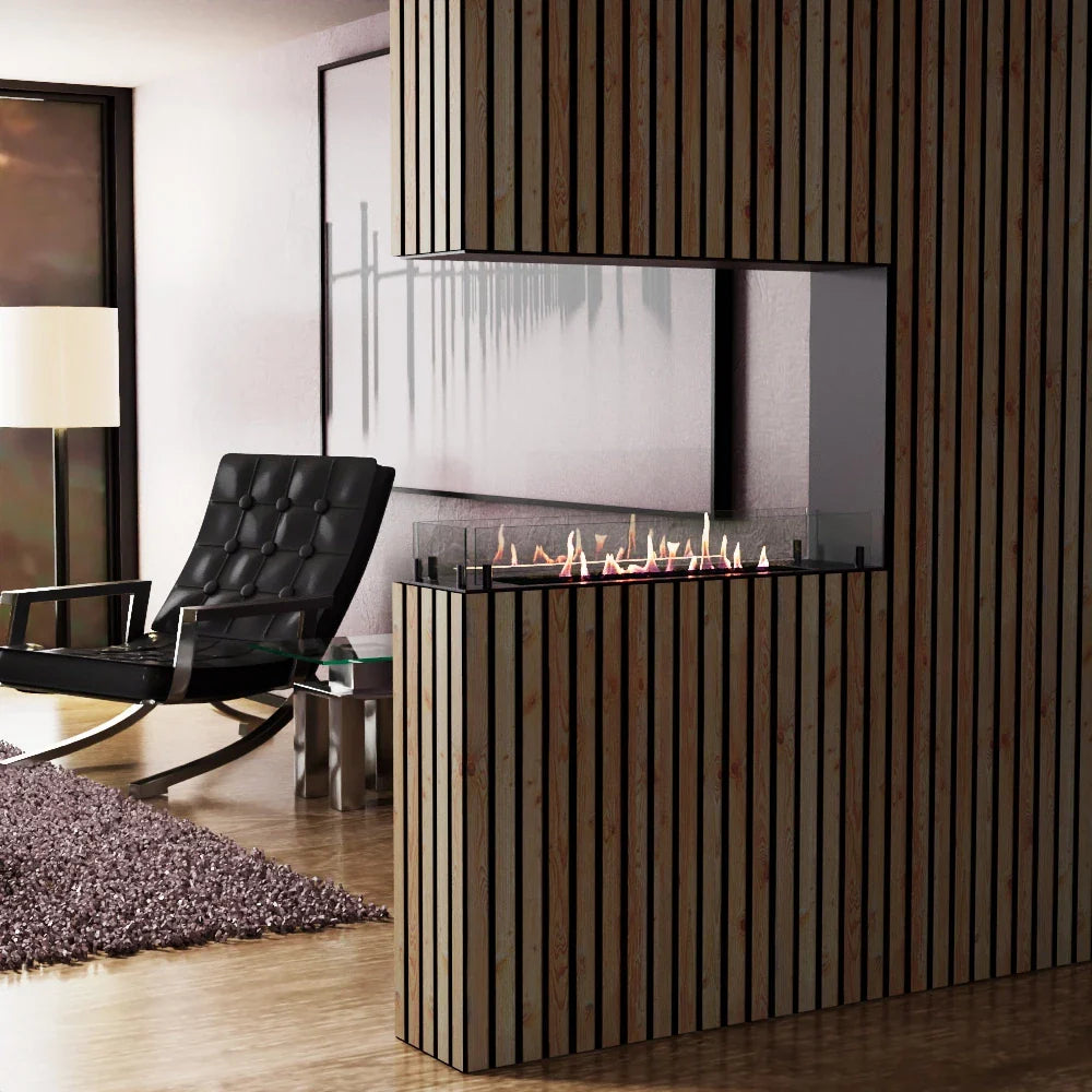 Șemineu pe bioetanol Foco Room Divider 800 Slim - Divizor de cameră elegant cu flacără pe 3 laturi