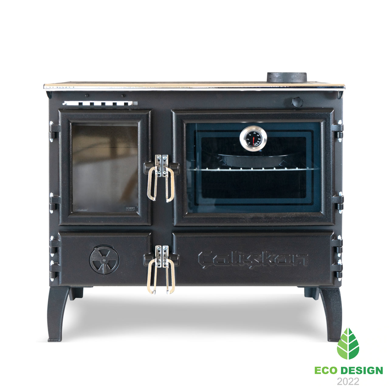 214 Gourmet Brick Cookstove - 6.420 kW, Double Cycle Oven, Ceramic Glass, Ideal for Wood Burning