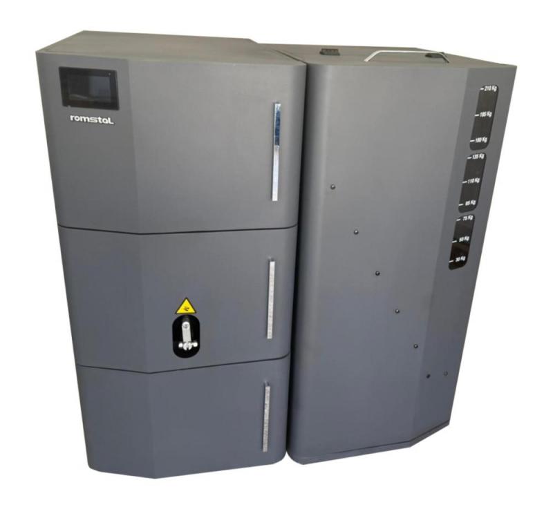Cazan (centrala) peleti, otel, Romstal 500 cu wifi si touchscreen, TAIGA, 40 kW