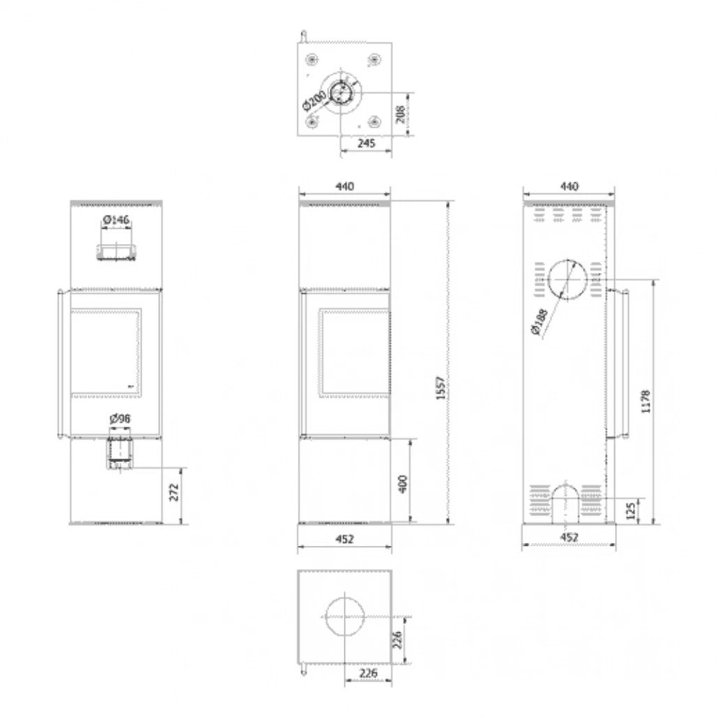 Soba otel Ren M 7kW - sticla dreapta, samota neagra