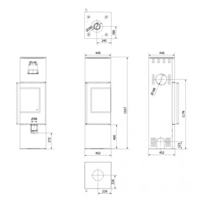 Soba otel Ren M 7kW - sticla dreapta, samota neagra