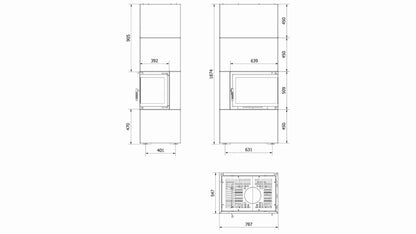 SIMPLE BOX dreapta negru - semineu complet