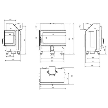 Focar Z-ECO 9.9 kW Sticla dreapta - Samota neagra