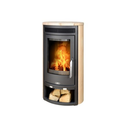 Soba pe lemn ABX - gresie Arktis 4, tablă neagră + HD