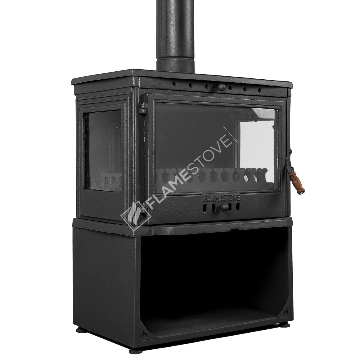 Soba Lux Tbsp Retro Style FS-042YKST - 10 kW, Döküm, Schott Robax Cam, Yüksek Verimli Odun ve Kömür Sobası