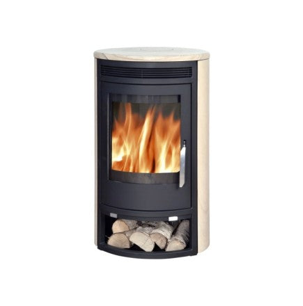 Soba pe lemn ABX - gresie Arktis 6, tablă neagră + HD