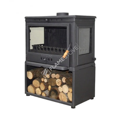 Soba Retro Lux cu Sertar Lemne FS-042ST - Design Elegant, 9 kW, Sticlă Schott Robax
