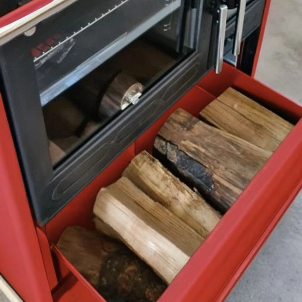 Soba de gatit P85 Rosu cu plita si cuptor - 8kW - racord stanga