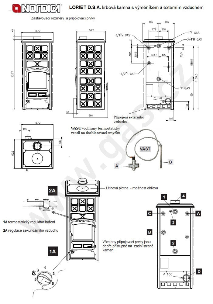 La Nordica Loriet S DSA Sobă tip centrala , albă