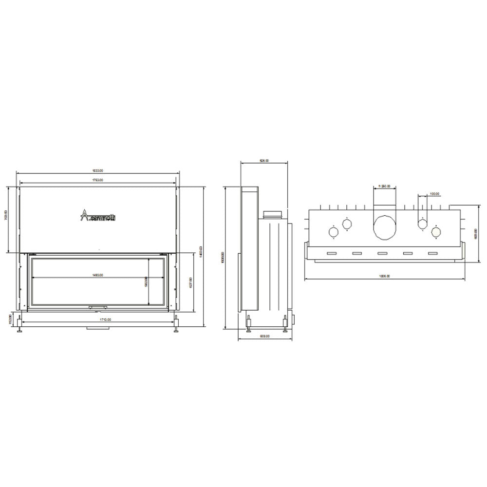 Focar semineu  A-caminetti FLAT 150 X 50