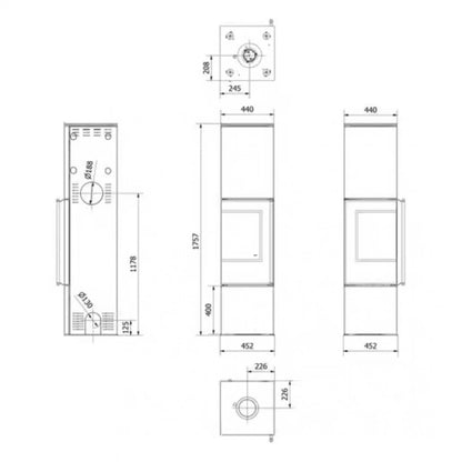 Soba otel Ren L 7kW - sticla stanga samota neagra