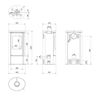 Soba Erik 5.5kW ceramica White Natural - maner lemn
