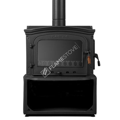Sobă de Lux FS-032YKST cu Altar Lateral și Spațiu de Depozitare Lemne - Eficiență Termică Ridicată pe Lemn și Cărbune, Dublă Combustie, Clasa Energetică A