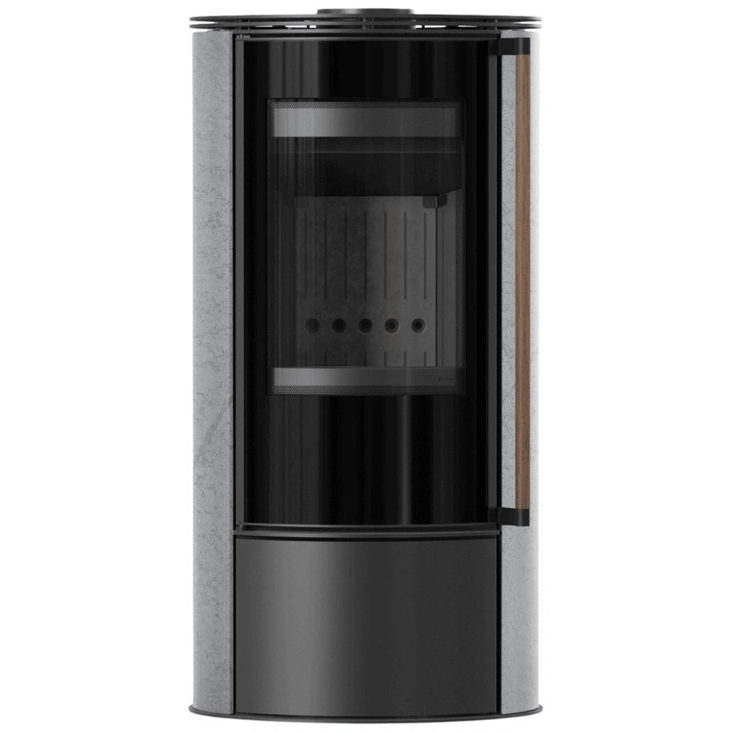 Soba Erik 5.5kW Grey Satin - maner lemn - samota neagra