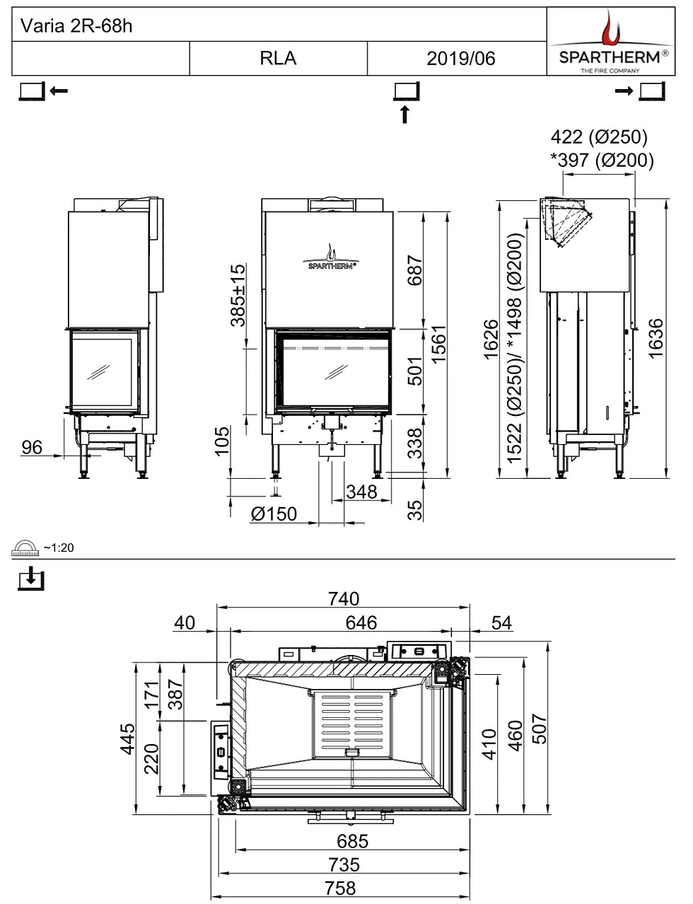 Spartherm Focar semineu VARIA 2R-68h