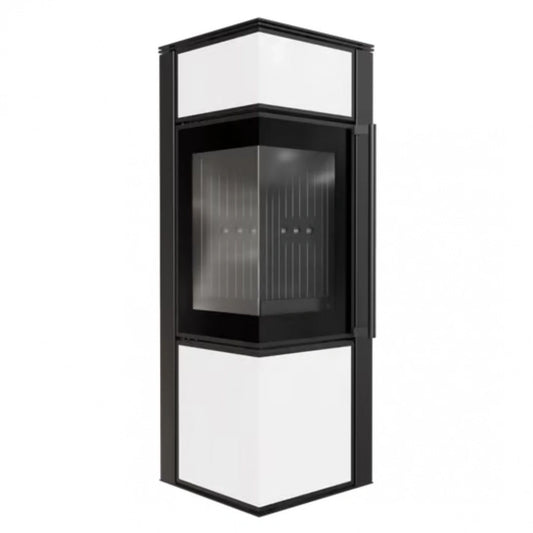 Sobă Tora S 8-11kW Panou alb de sticlă - Samota neagra