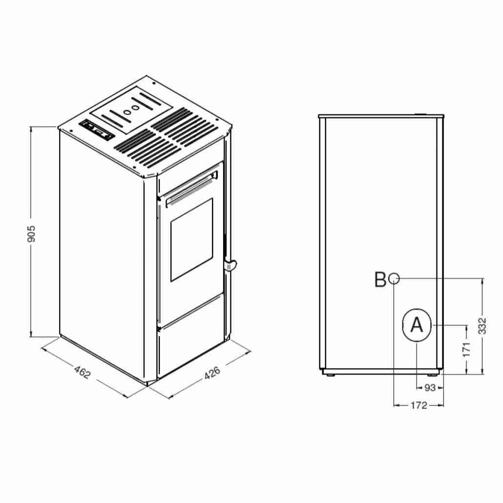 Soba pe peleti Elsa - 2.5-9.5 kW Negru