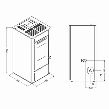 Soba pe peleti Elsa - 2.5-9.5 kW Negru