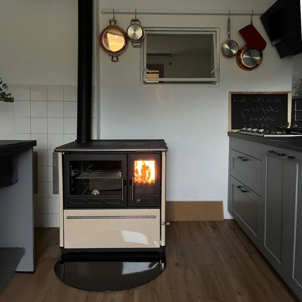 Soba de gatit P85 Crem cu plita si cuptor - 8kW - racord stanga