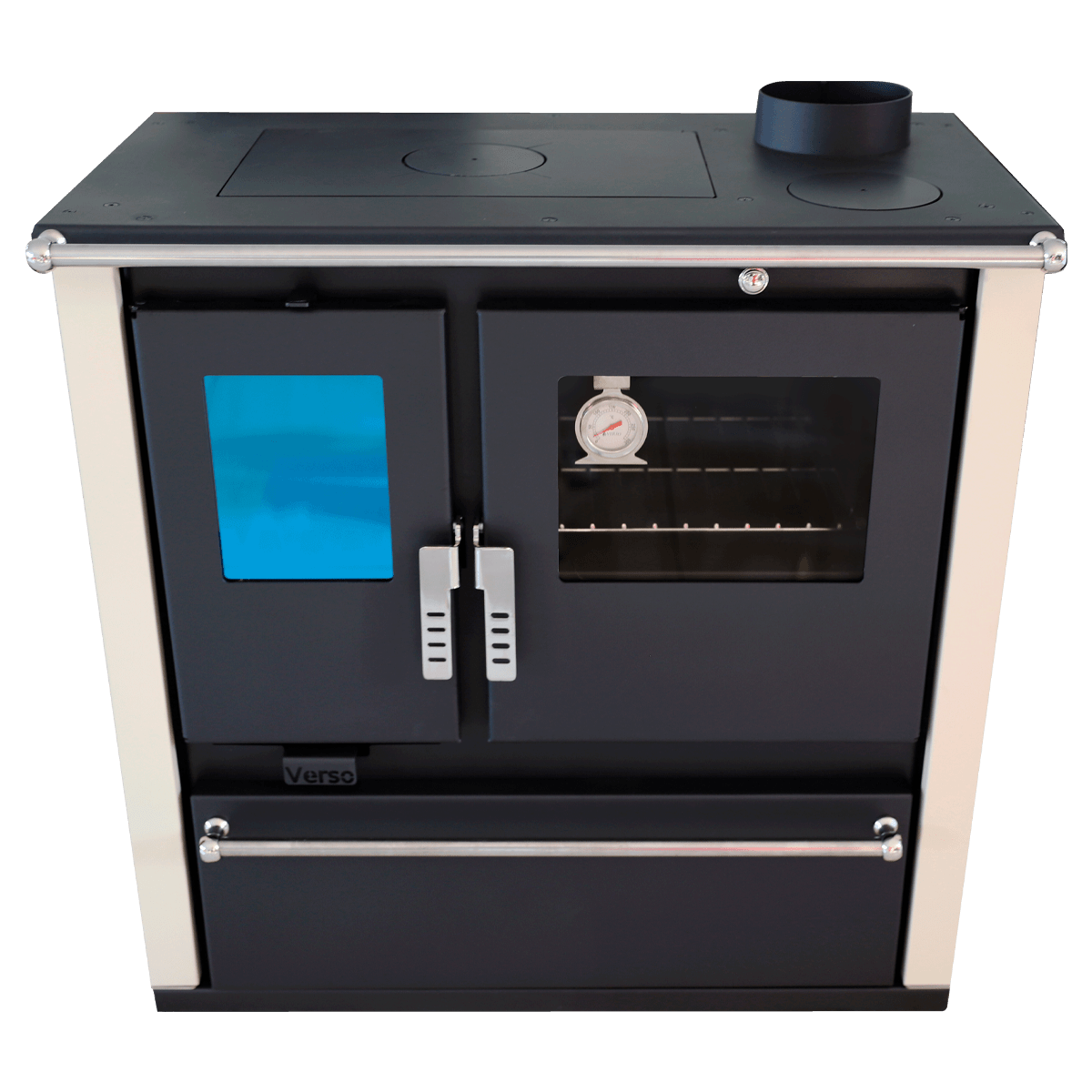 Sobă de gătit pe lemne Verso CS Plus Ceramic, 7,7 kW - Champagne