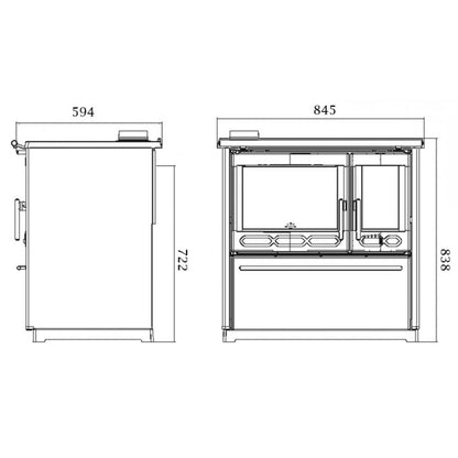 Soba de gatit P85 Rosu cu plita si cuptor - 8kW - racord stanga