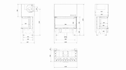 Focar semineu nbc 100 36 trei laturi deschidere verticala samota neagra