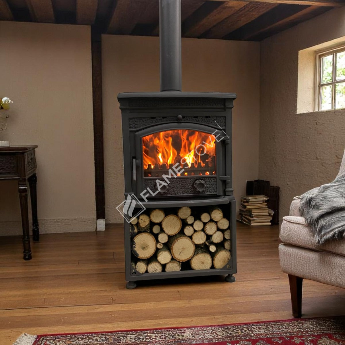 Sirius FS-014ST: Soba Ultra din Fontă cu Depozit de Lemne - Eficiență și Eleganță