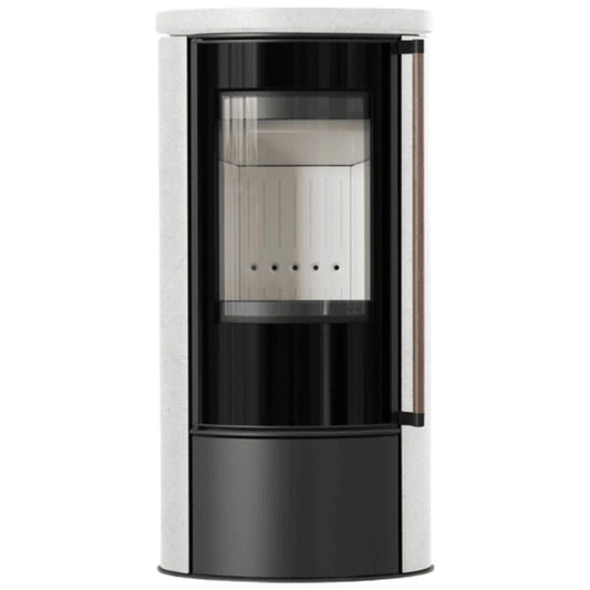 Sobă Erik 5.5kW ceramică White Natural - mâner lemn