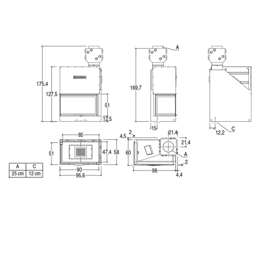 Focar semineu MA 283 D/S SL PLUS by Piazzetta