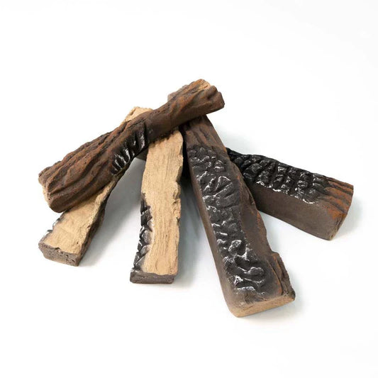 Set 5 Piese Lemne Decorative din Ceramică pentru Șeminee Bioetanol