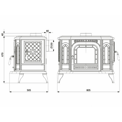Sobă Kawmet P7 ECO Sticlă laterală dreapta – 10,5 kW