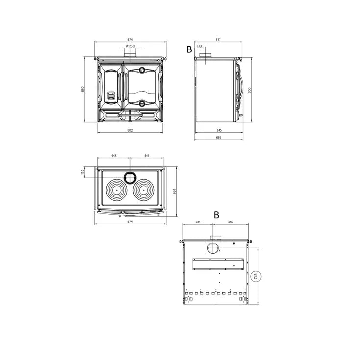 Nordica SUPREMA 4.0 Soba de gatit  pe lemne 9,0 kW - încălzită 258 m³ - neagră