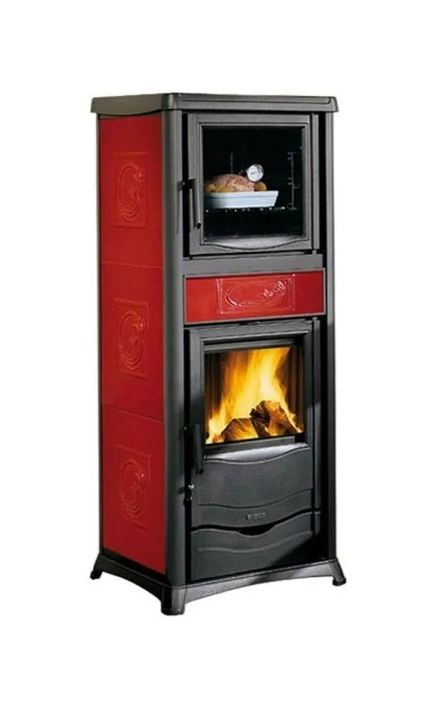 Nordica TERMOROSSELLA PLUS FORNO DSA 4.0 Termosobă pe lemne , tip centrala cu 11,1 kW - cuptor încălzitor de 318 m³ - bordeaux