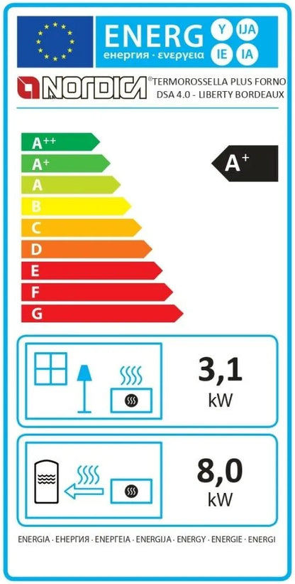 Nordica TERMOROSSELLA PLUS FORNO DSA 4.0 Termosobă pe lemne , tip centrala cu 11,1 kW - cuptor încălzitor de 318 m³ -crem