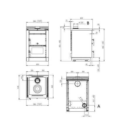 Sobă pe lemne Nordica VICENZA EVO 6 kw - încălzire 172 m³ - oțel inoxidabil