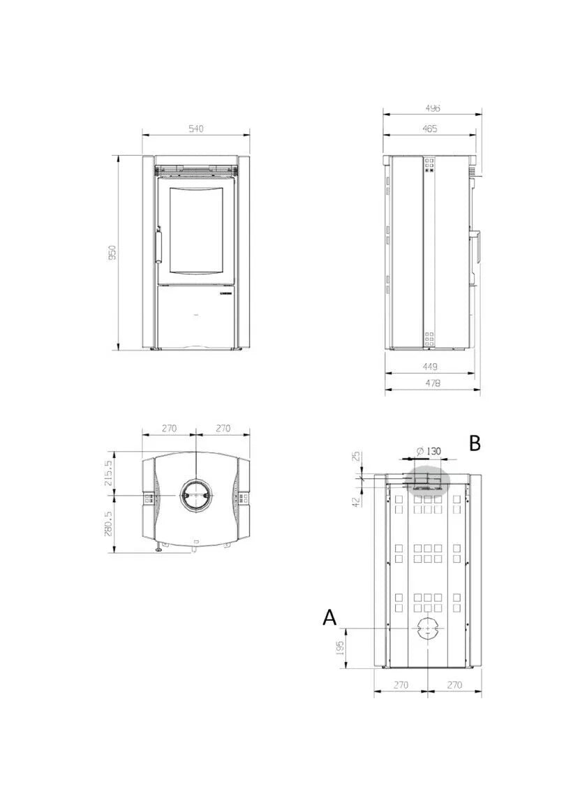 Sobă pe lemne Nordica ESTER BII 7,5 kw - 215 m³ încălzibilă - piatră vulcanică