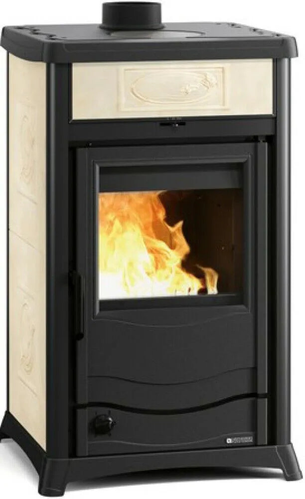 Sobă pe lemne tip centrala Nordica TERMOROSSELLA PLUS EVO DSA 4.0 11,1 kW - 318 m³ încălzită - crem