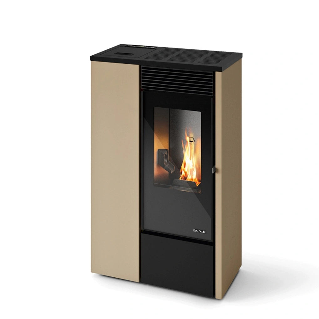 SOBA PELETI 4.1-9.5 KW - VANESSA SLIM - 2 Ventilatoare - CREM