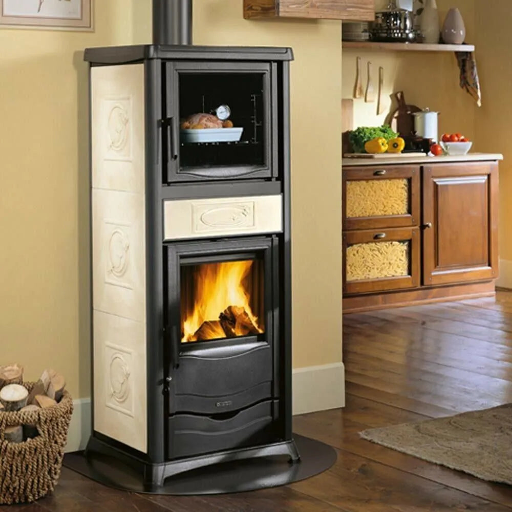 Nordica TERMOROSSELLA PLUS FORNO DSA 4.0 Termosobă pe lemne , tip centrala cu 11,1 kW - cuptor încălzitor de 318 m³ -crem
