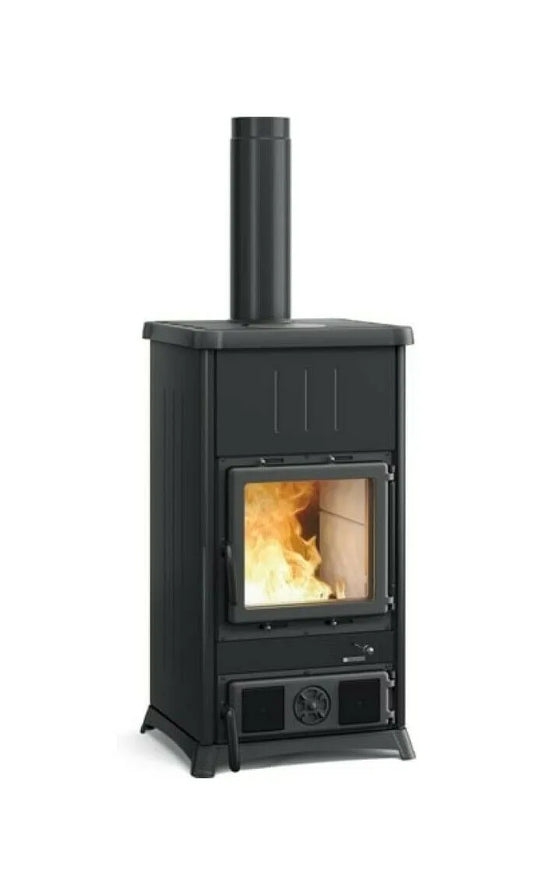 Sobă pe lemne Nordica Concita 2.0 Steel cu sistem de recuperare a căldurii 11,8 kw - 338 m³ încălzibilă - neagră