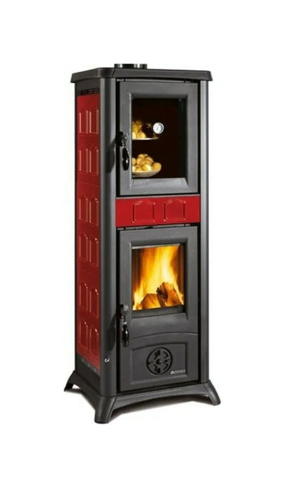 Sobă pe lemne Nordica GEMMA FORNO 5.0 cu cuptor, 7,3 kW, 209 m³ spațiu încălzit, eleganță Bordeaux