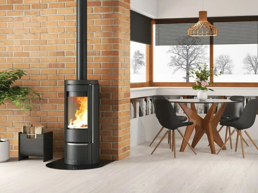 Sobă pe lemne 7,5 kw - 215 m³ încălzibilă - antracit negru