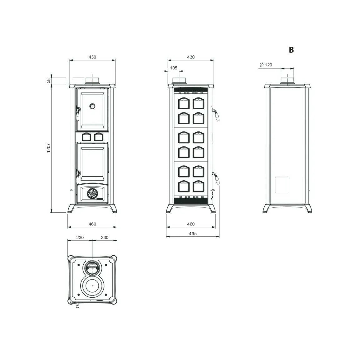 Sobă pe lemne Nordica GEMMA FORNO 5.0 cu cuptor, 7,3 kW, 209 m³ spațiu încălzit, ceramica alba
